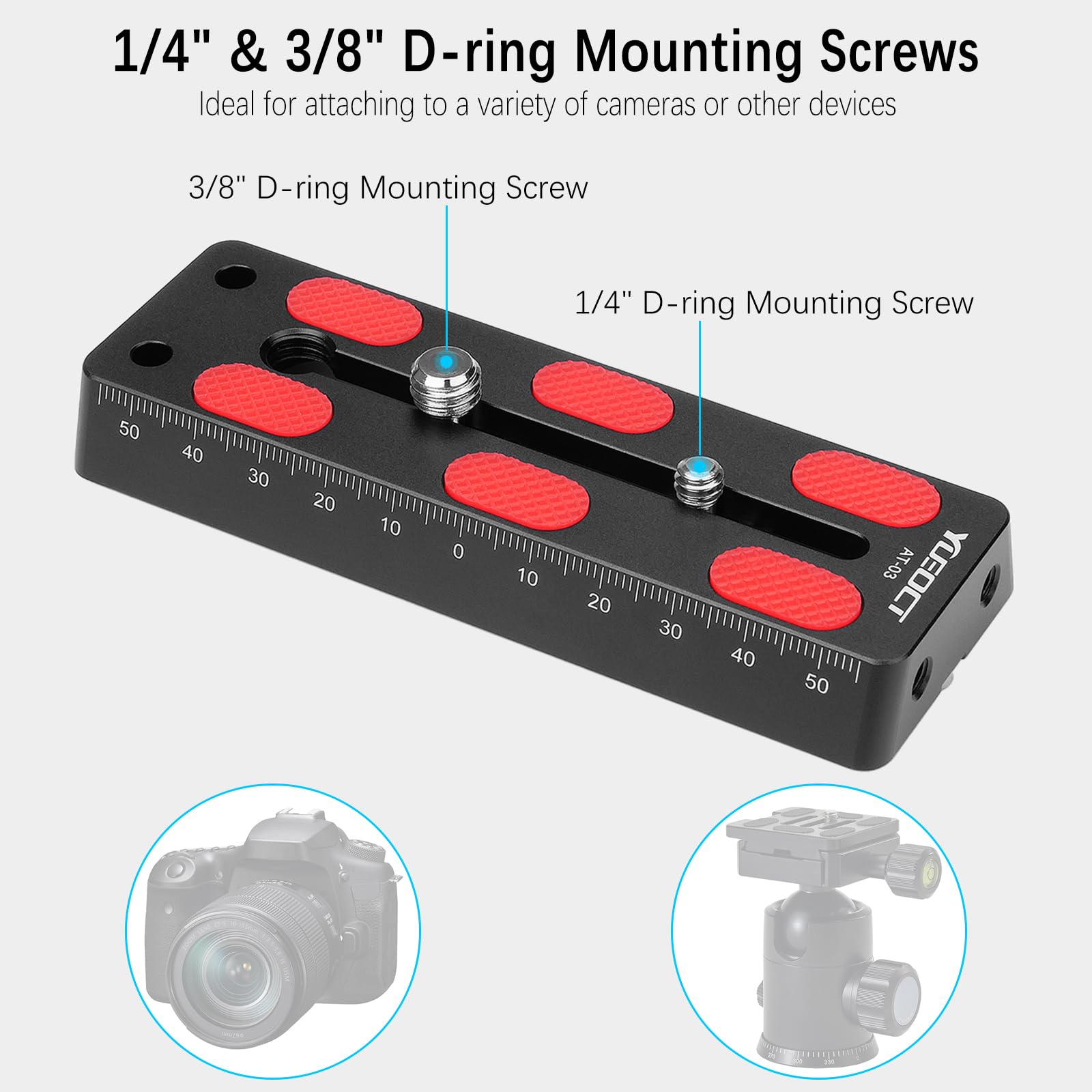 Yueoct 120Mm/4.72'' Telescope Rail Bar Vixen Style Dovetail Mounting Plate, With 1/4'' 3/8'' D Ring Camera Screw For Telescope S
